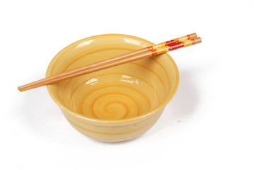 a bowl and chopsticks