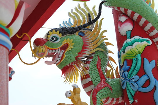 dragon head in joss house, Borabue, Mahasarakam