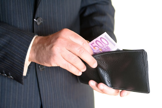 Businessman Hand Holding A Opened  Wallet