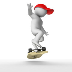 3d skateboarder isolated on white