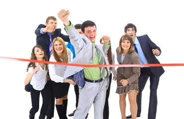 Fototapeta premium Businesspeople crossing the finish line