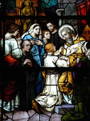 Obraz na płótnie Canvas stain glass window at historic church florida