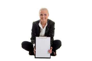 businesswoman with folder siting