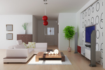3d render modern living room