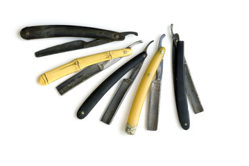 Group of old vintage antique straight razors