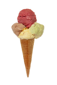 ice-cream on waffle basket