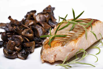 Grilled fish, salmon steak