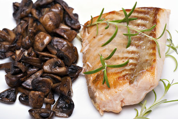 Grilled fish, salmon steak