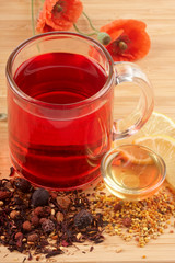 Cup of dried fruit and floral tea