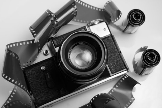 Classic 35mm SLR camera and film