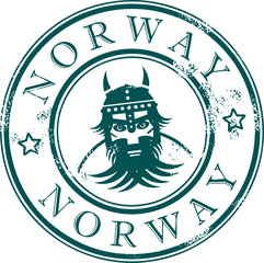 Grunge rubber stamp with the vikingr, Norway