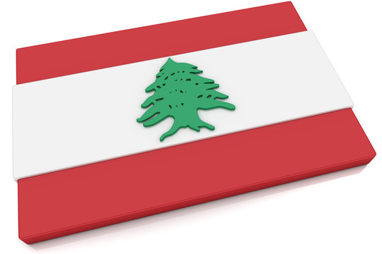 3D Lebanon Flag Button