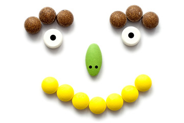 Face concept colorful pills