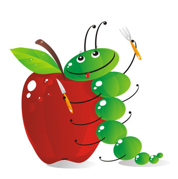 Hungry Caterpillar. Cartoon.