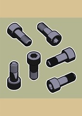 A detailed selection of screws, nuts and bolts.