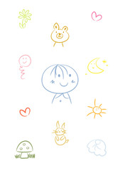 Clipart-Set: Kinderwelt - Kleiner Junge und bunte Symbole