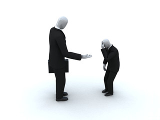 big businessman demands something from the small