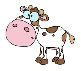 Obraz na płótnie Canvas White And Brown Baby Cow