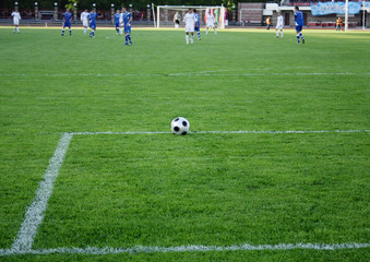 The ball on the soccer field