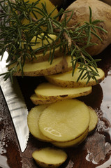 Slice potato with rosemary