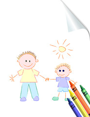 Father and Son Child's Drawing
