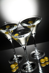 Martini glass with olive inside