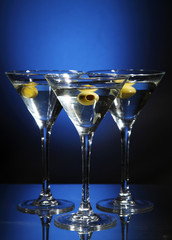 Martini glass with olive inside