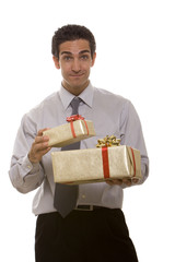 Businessman with gifts