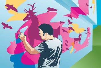 Painter Painting The Wall