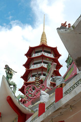 chinese temple pagoda with cloud and blue sky.