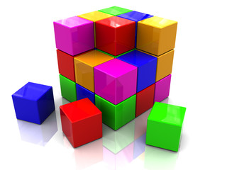 Fototapeta na wymiar colorful cube assembling