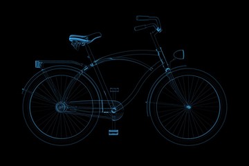 Fototapeta na wymiar Bike 3D X-Ray Blue Transparent