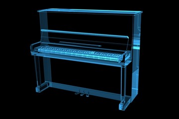 Piano 3D X-Ray Blue Transparent