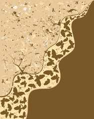 Fototapeta premium Grunge background with tropical butterflies