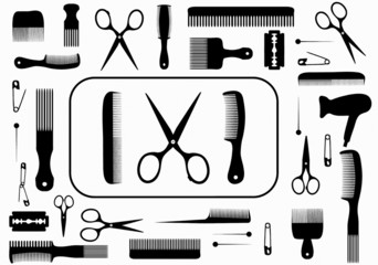 collection beauty hair salon or barber accessories
