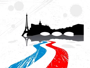 Photo sur Plexiglas Doodle Silhouette détaillée de la ville de Paris