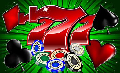 casino chips poker signs and lucky seven font