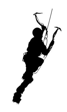 silhouette climber ascending ice wall clip art preview