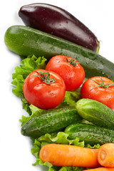 fresh vegetables on the white background