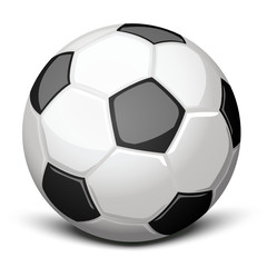 Soccer ball over white