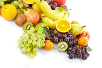 fresh fruits on the white background