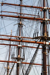 Obraz premium Geometric Shapes and Lines Formed by Historic Ship Masts