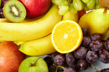 fresh fruits on the white background