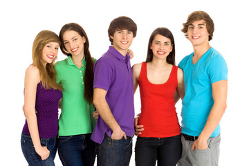 Group of five young friends