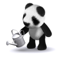 3d Teddy panda waters the garden © Steve Young