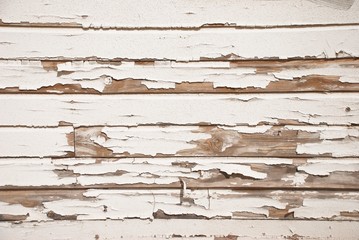 Old Wood Wall With Cracked White Paint