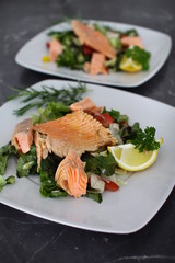 frischer salat mit lachs