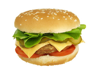 Delicious hamburger isolated on white background