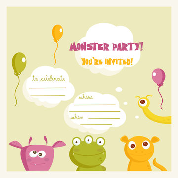 Monster party invitation, with place for your text