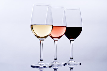 Wine Glasses Filled with Colorful Wine